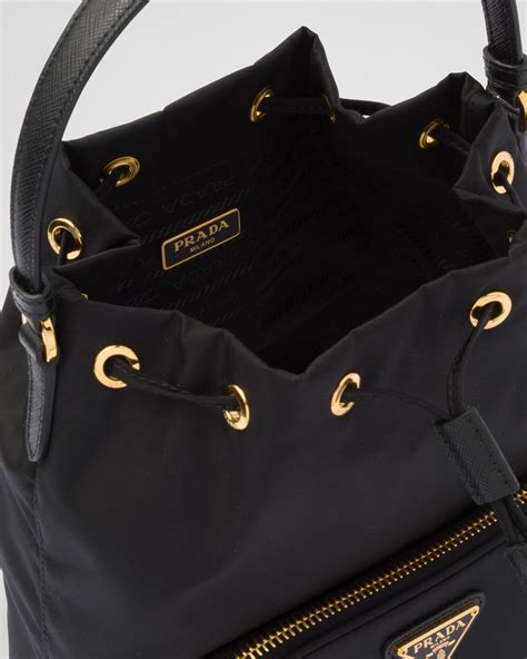 prada nylon bucket bag|nylon Prada duet shoulder bag.